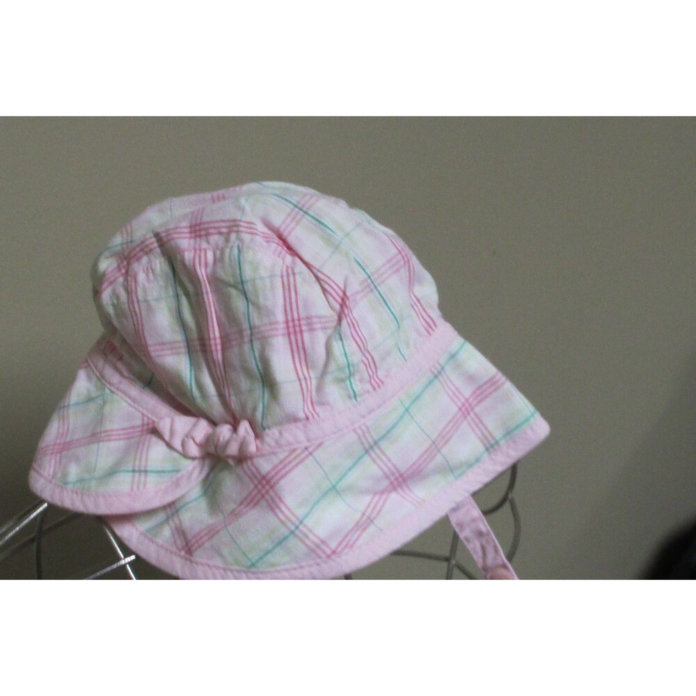Girl's Gap floppy hat with strap pink plaid multi color 12 18 months